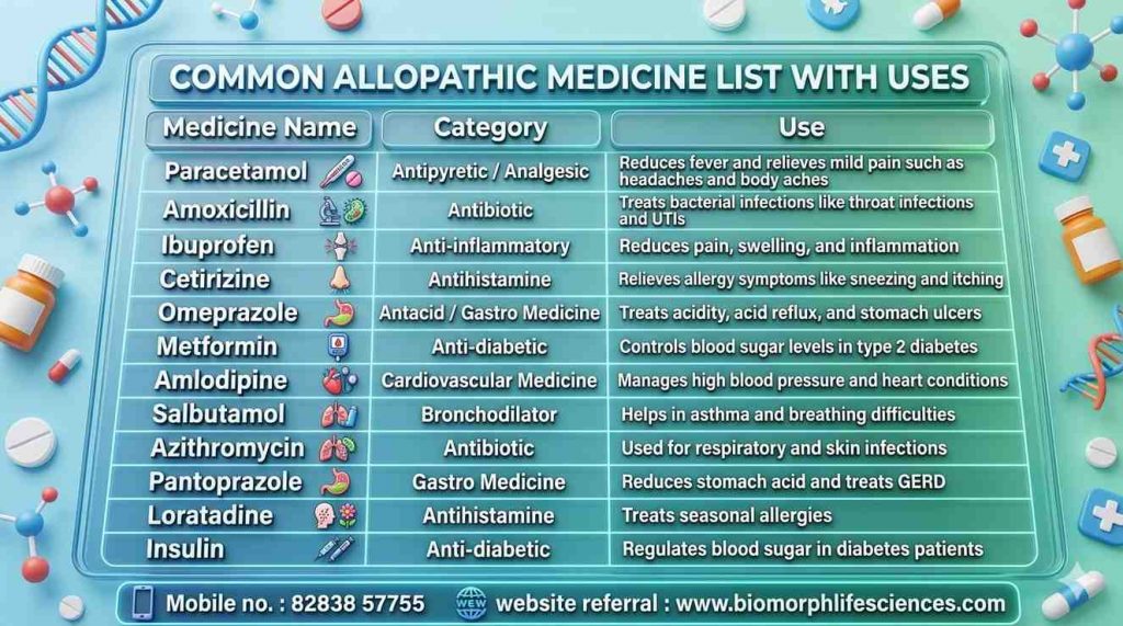 allopathic medicine list